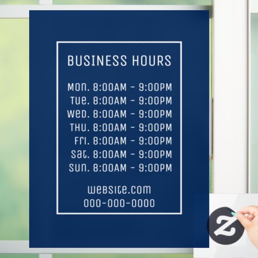 Blue Business Hours Sign Fensteraufkleber (Zuhause)
