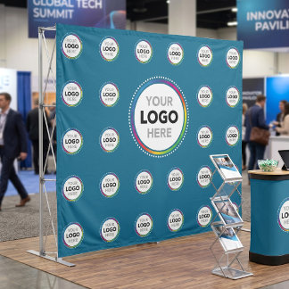Blue Business Logo Backdrop | Promo Photo Wall Wandteppich