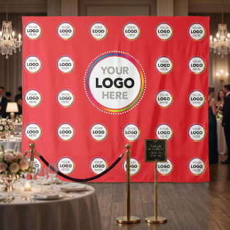 Blue Business Logo Backdrop | Promo Photo Wall Wandteppich