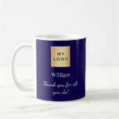 Blue Business Logo Mitarbeiter vielen Dank Kaffeetasse (Links)