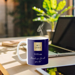 Blue Business Logo Mitarbeiter vielen Dank Kaffeetasse