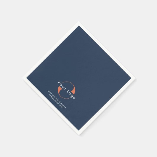 Blue Business Logo + Text Company Marke Modern Serviette (Ecke)
