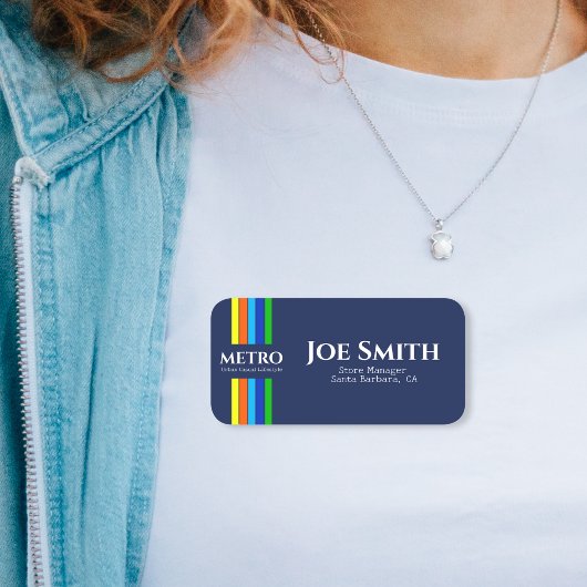 Blue Business Name Urban Moderne vertikale Streife Namensschild