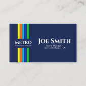 Blue Business Name Urban Moderne vertikale Streife Visitenkarte (Vorderseite)