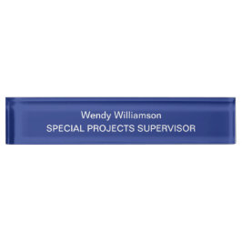 Blue Business Office Desk Namplate Namensplakette
