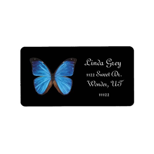 Blue Buterfly Address Label Adressaufkleber (Vorne)