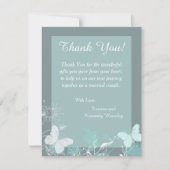 Blue Buttefly 4x5 Flat Wedding Danke Karte (Vorderseite)