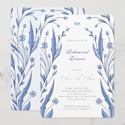 Blue Buttercup Probe Dinner Einladung (Vorne/Hinten)