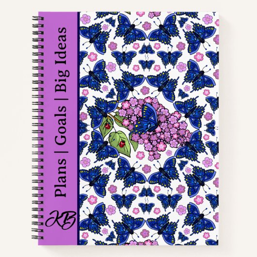 Blue Butterfats Lila Lilacs Ladybugs Journal Notizblock (Vorderseite)