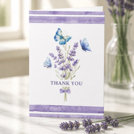 Blue Butterfells und Lavender Danke Karte