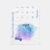 Blue Butterfets Baby Milestone Growth Tracker Fleecedecke (Vorderseite)