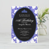 Blue Butterflies 18th Birthday Debut Einladung (Stehend Vorderseite)