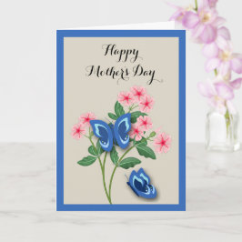 Blue Butterflies among Flowers Mother's Day Karte