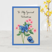 Blue Butterflies among Flowers Valentine Karte (Gelbe Blume)