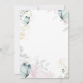 Blue Butterflies Baby in Bloom Einladung (Rückseite)