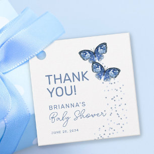 Blue Butterflies Boy Twins Baby Dusche Danke Geschenkanhänger