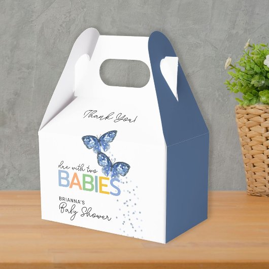 Blue Butterflies Boy Twins Baby Dusche Danke Geschenkschachtel