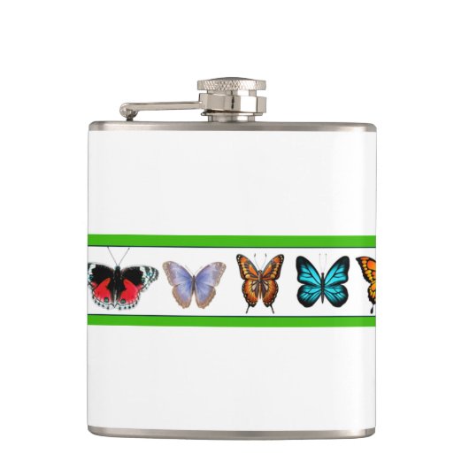 Blue Butterflies (Bridget Collection) Flachmann (Vorderseite)