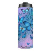 Blue Butterflies Glitzer Ombre Swirl Thermosbecher (Vorderseite)