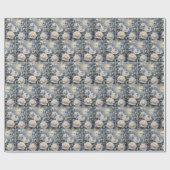 Blue Butterflies in a White Rose Garden Geschenkpapier (Flach)
