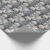 Blue Butterflies in a White Rose Garden Geschenkpapier (Ecke)