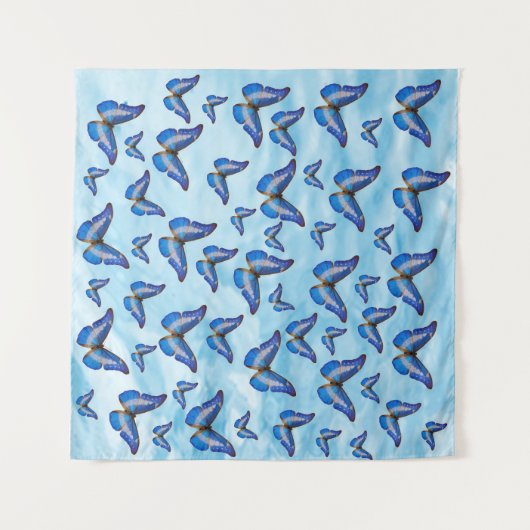 Blue Butterflies Tapestry Wandteppich (Vorderseite (Horizontal))