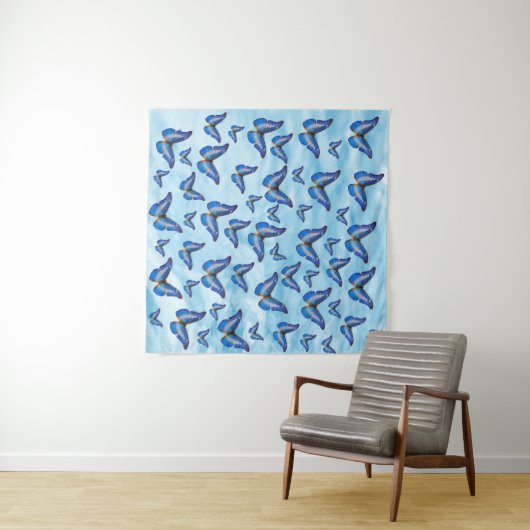 Blue Butterflies Tapestry Wandteppich (Beispiel (Horizontal))