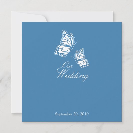 Blue Butterflies Wedding Announcement 2 Einladung (Vorderseite)
