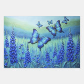 Blue Butterflies with Blue Flowers, Geschenkpapier Set (Vorderseite 2)