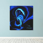 Blue Butterfly Abstrakt Wrapped Canvas Print Leinwanddruck (Insitu (Holzboden))