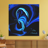 Blue Butterfly Abstrakt Wrapped Canvas Print Leinwanddruck (Insitu (Wohnzimmer))