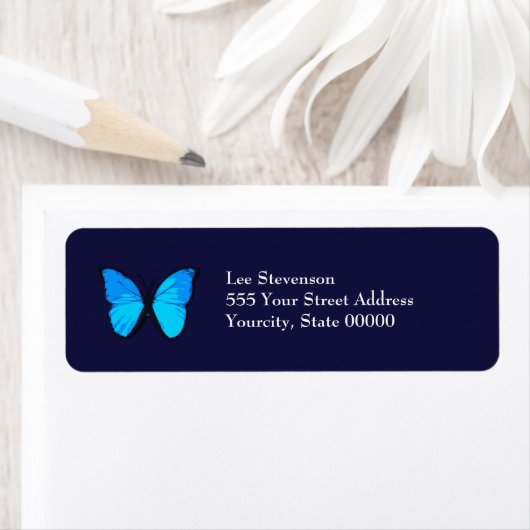 Blue Butterfly Address Label (Insitu)