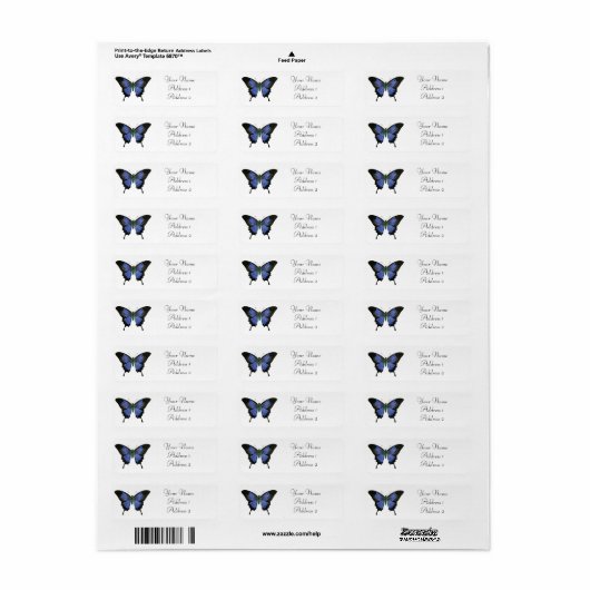 Blue Butterfly Address Labels (Vorne)