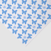 Blue Butterfly and Flower Custom Text Seidenpapier (Ausschnitt)