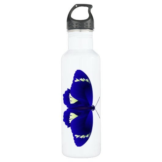 Blue Butterfly Art Edelstahlflasche (Vorderseite)