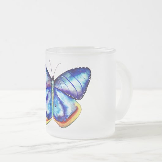 Blue Butterfly Art Mattiertes Glas Tasse (VorderseiteRechts)