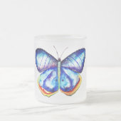 Blue Butterfly Art Mattiertes Glas Tasse (Mittel)
