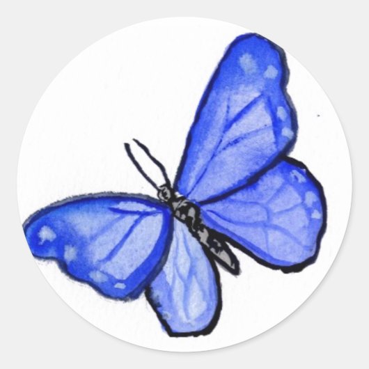 Blue Butterfly Art Painting Label Stickers (Vorderseite)