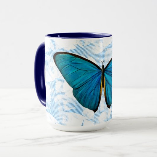 Blue Butterfly Art Pop Art Pattern Tasse Cup (Vorderseite Links)