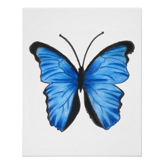 Blue Butterfly Art Poster (Vorderseite)
