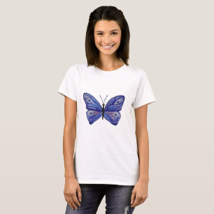 Blue Butterfly Art Women's Basic T - Shirt, White T-Shirt