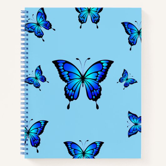 Blue Butterfly Ästhetik Notebook Notizblock (Vorderseite)