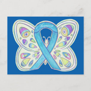 Blue Butterfly Awareness Ribbon Custom Postcard Postkarte