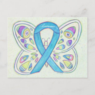 Blue Butterfly Awareness Ribbon Custom Postcard Postkarte