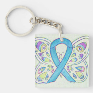 Blue Butterfly Awareness Ribbon Custom Schlüsselan Schlüsselanhänger