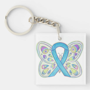 Blue Butterfly Awareness Ribbon Custom Schlüsselan Schlüsselanhänger