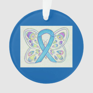 Blue Butterfly Awareness Ribbon Weihnachtsschmuck Ornament