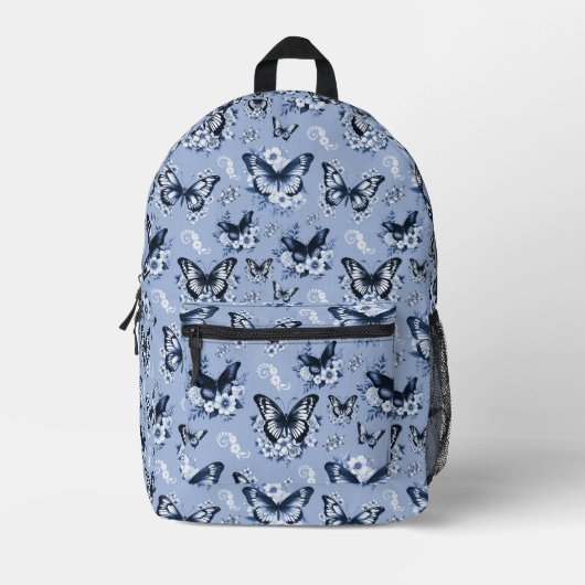 Blue Butterfly Backpack Bedruckter Rucksack (Vorderseite)