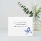 Blue Butterfly-Beerdigung Gedenkkarte Danke Karte (Stehend Vorderseite)
