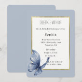 Blue Butterfly Birthday Einladung (Vorne/Hinten)